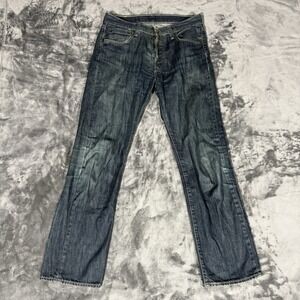 Levis 501 Jeans Mens 30x28 Dark Blue Wash Button Fly Straight Leg Denim Grunge